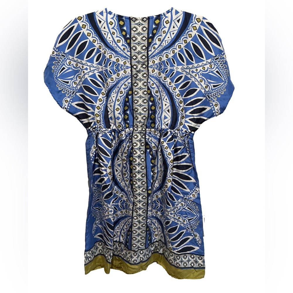 Banana Republic 100% silk kimono-style tribal/Art Deco pattern. Size M. - Picture 2 of 7